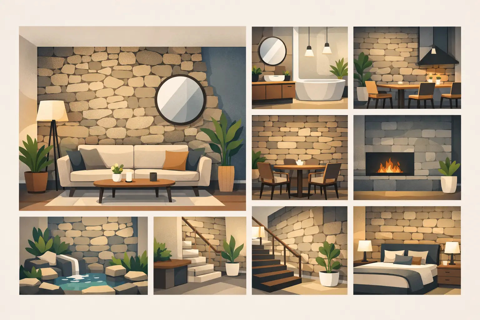 8 beste Natursteinwand Ideen innen