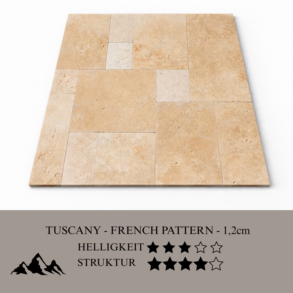 Travertin Tuscany – Noce / Walnut / Dunkel French Pattern Set (1,2 cm) - White Rock Germany GmbH
