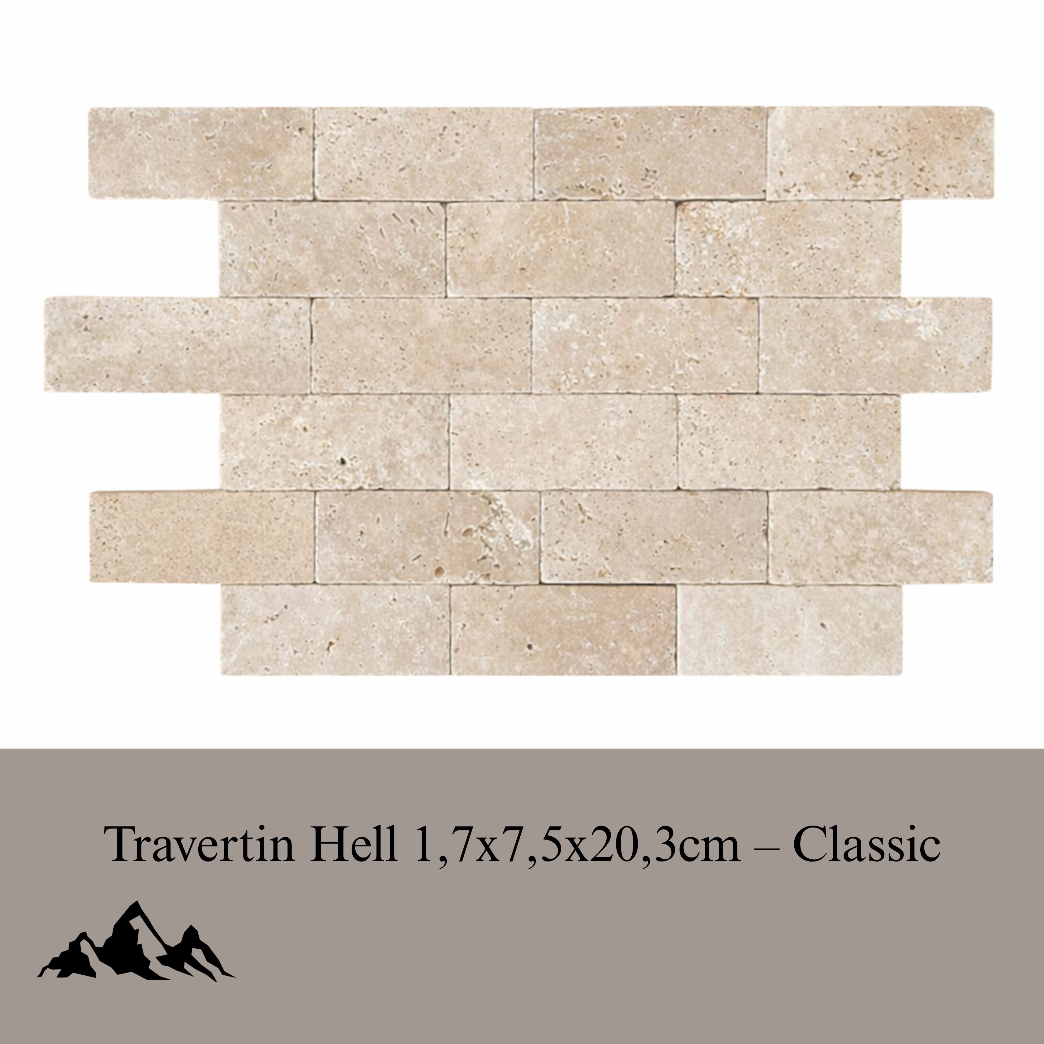 Travertin Hell Wandverkleidung 1,7×7,5×20,3 cm – Classic Tumbled Naturstein Verblender | Hochwertige Mosaik Steinpaneele für Innen & Außen | Rustikale Steinoptik für Wand & Fassade - White Rock Germany GmbH